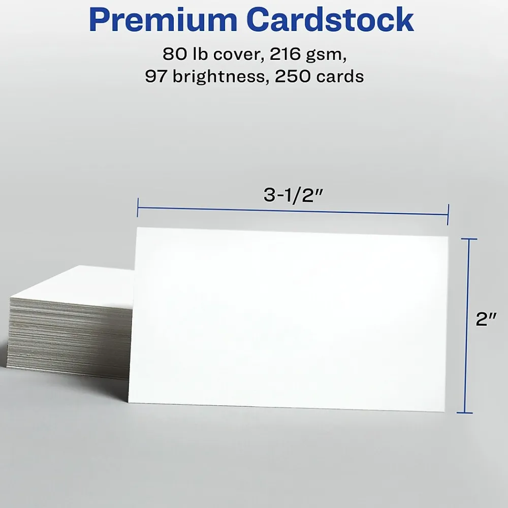 Business Cards*Avery Microperforated Business Cards, 2" x 3 1/2", Matte White, 250 Per Pack (8371)