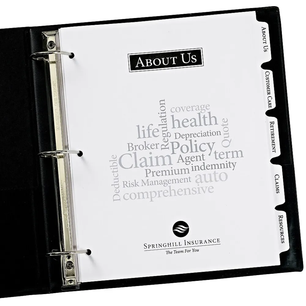 Dividers|Avery Print-On Paper Dividers, 5 Tabs, White, 5 Sets/Pack (11515)