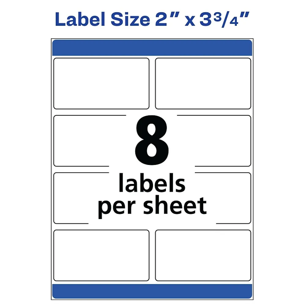 Labels|Avery Print-to-the-Edge Color Laser Shipping Labels, 2" x 3-3/4", White, 200 Labels/Pack (6873)