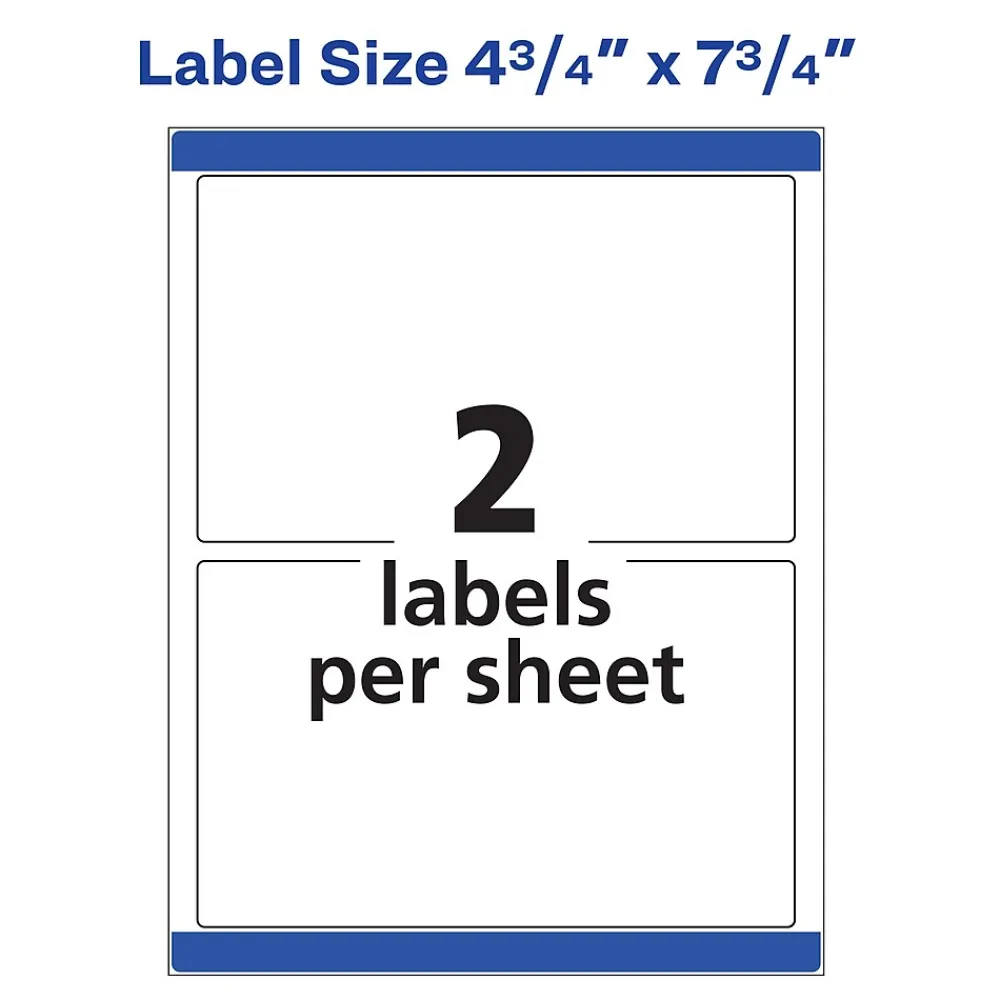 Sale Avery Print-to-the-Edge Color Laser Shipping Labels, 4-3/4" x 7-3/4", White, 50 Labels/Pack (6876)