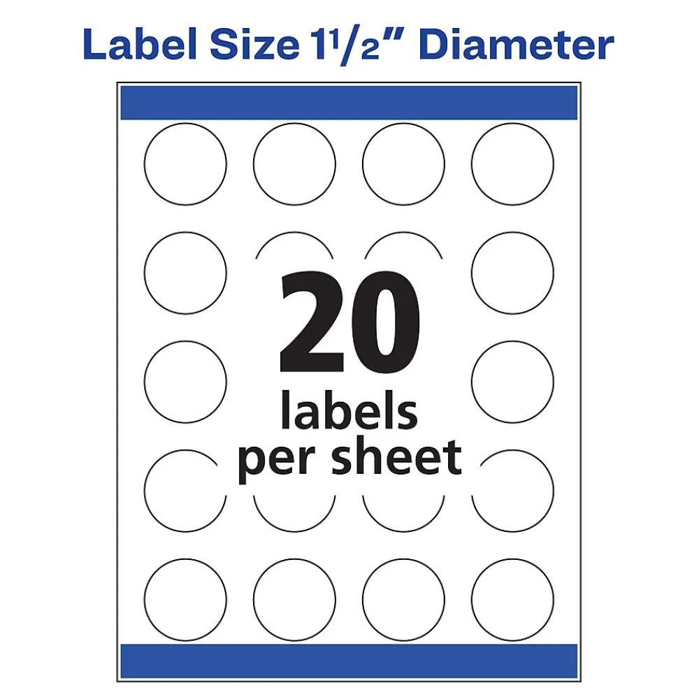 Discount Avery Print-to-the-Edge Inkjet Round Labels, 1 1/2" Dia, White, 400 Labels/Pack (8293)