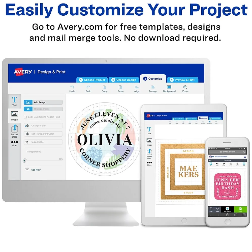 Outlet Avery Print-to-the-Edge Laser Address Labels, 1-1/4" x 2-3/8", White, 450 Labels/Pack (6871)