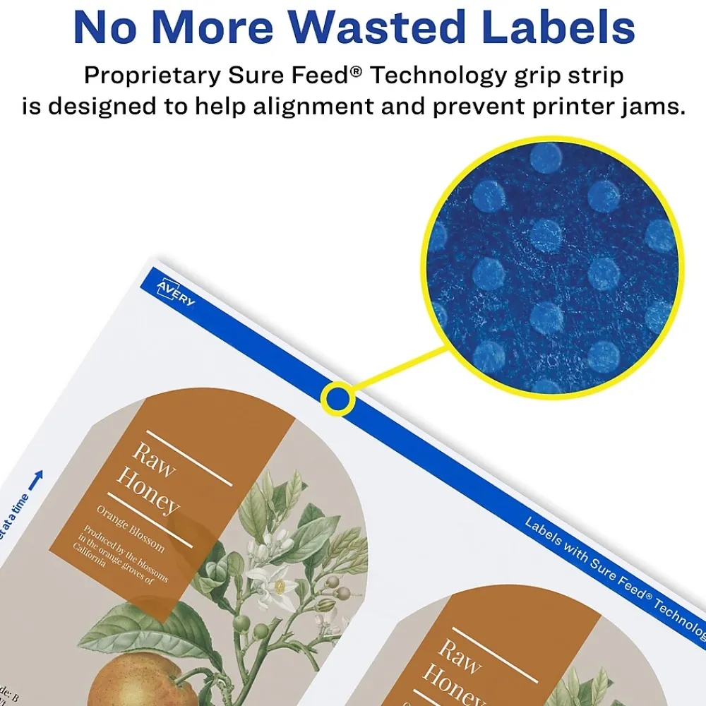 Labels|Avery Print-to-the-Edge Laser Arched Labels, 3-1/2" x 4-3/4", Textured White, 40 Labels/Pack (22826)