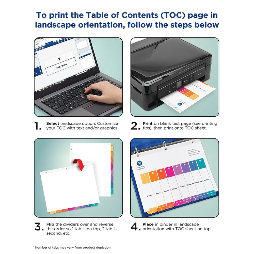 Dividers|Avery Ready Index Table of Contents Pre-Printed Monthly Paper Divider, Jan-Dec, Multicolor, 6 Sets (11830)