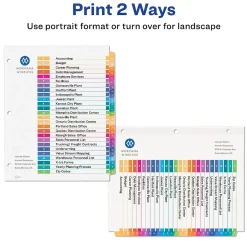 Dividers|Avery Ready Index Table of Contents Pre-Printed Paper Dividers, A-Z Tabs, Multicolor, 1 Set (11125)