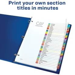 Dividers|Avery Ready Index Table of Contents Paper Dividers, 1-31 Tabs, Contemporary Multicolor (11846)