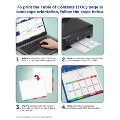 Dividers|Avery Ready Index Table of Contents Paper Dividers, 1-8 Tabs, Contemporary Multicolor (11841)