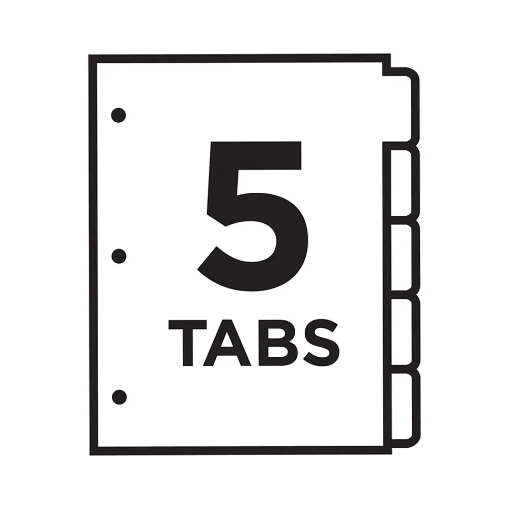 Dividers|Avery Ready Index Table of Contents Paper Dividers, 1-5 Tabs, Multicolor, 6 Sets/Pack (11187)