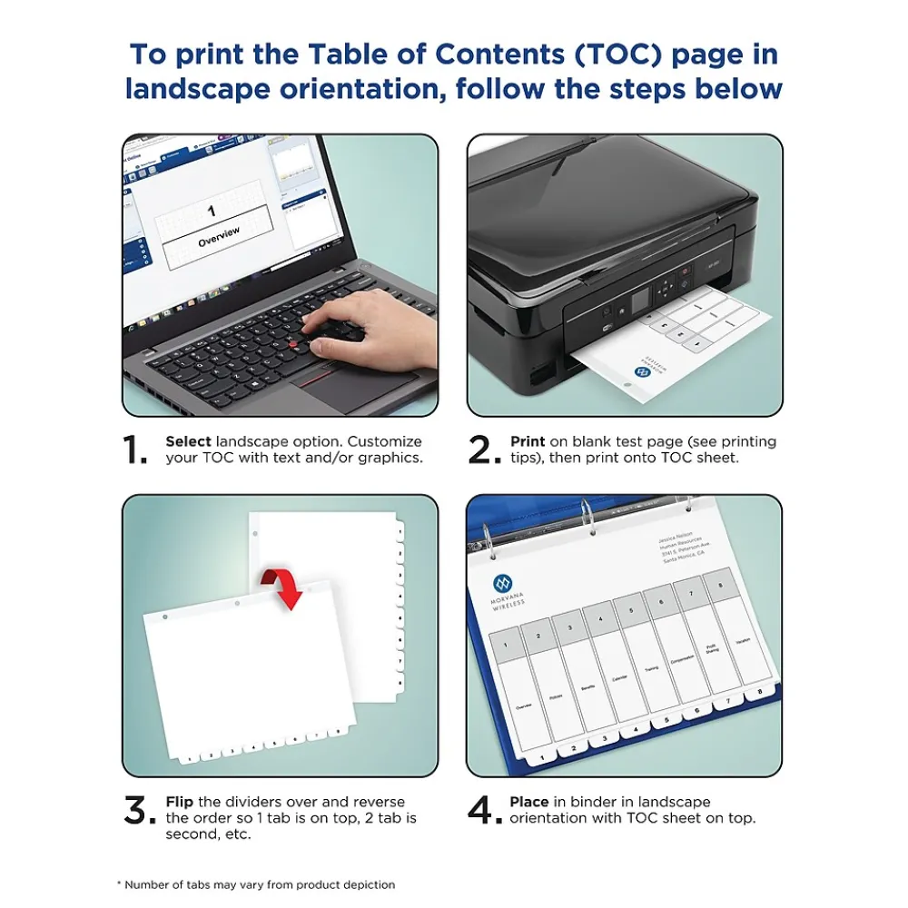 Dividers|Avery Ready Index Table of Contents Paper Dividers, 1-8 Tabs, White (11132)