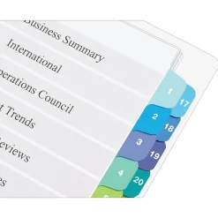 Dividers|Avery Ready Index Table of Contents Double Column Paper Dividers, 1-32 Tabs, Multicolor (11322)