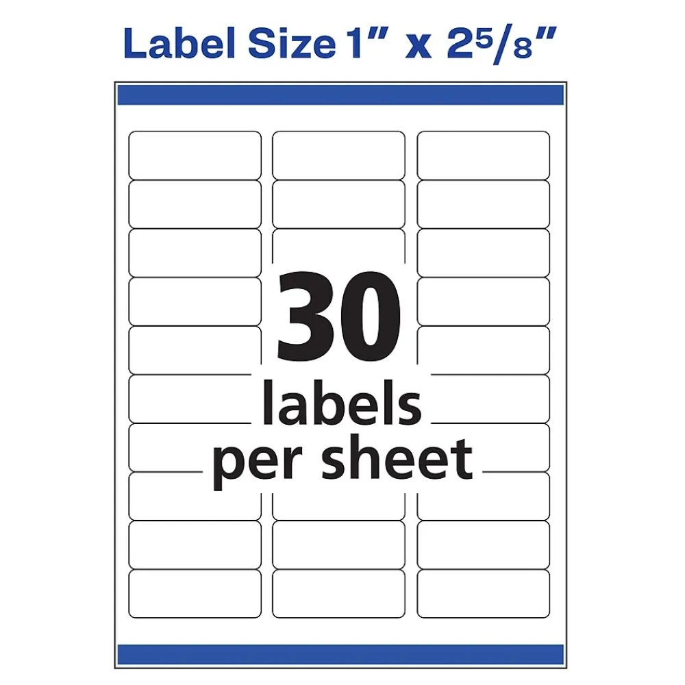 Discount Avery Repositionable Inkjet Address Labels, 1" x 2-5/8", White, 750 Labels/Pack (58160)