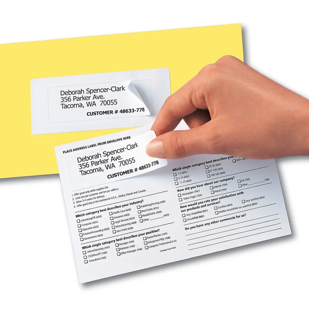 Best Avery Send & Reply Piggyback Laser/Inkjet Mailing Labels, 1-5/8" x 4" Outer, 1" x 3" Inner, 240 Labels/Pack (5735)
