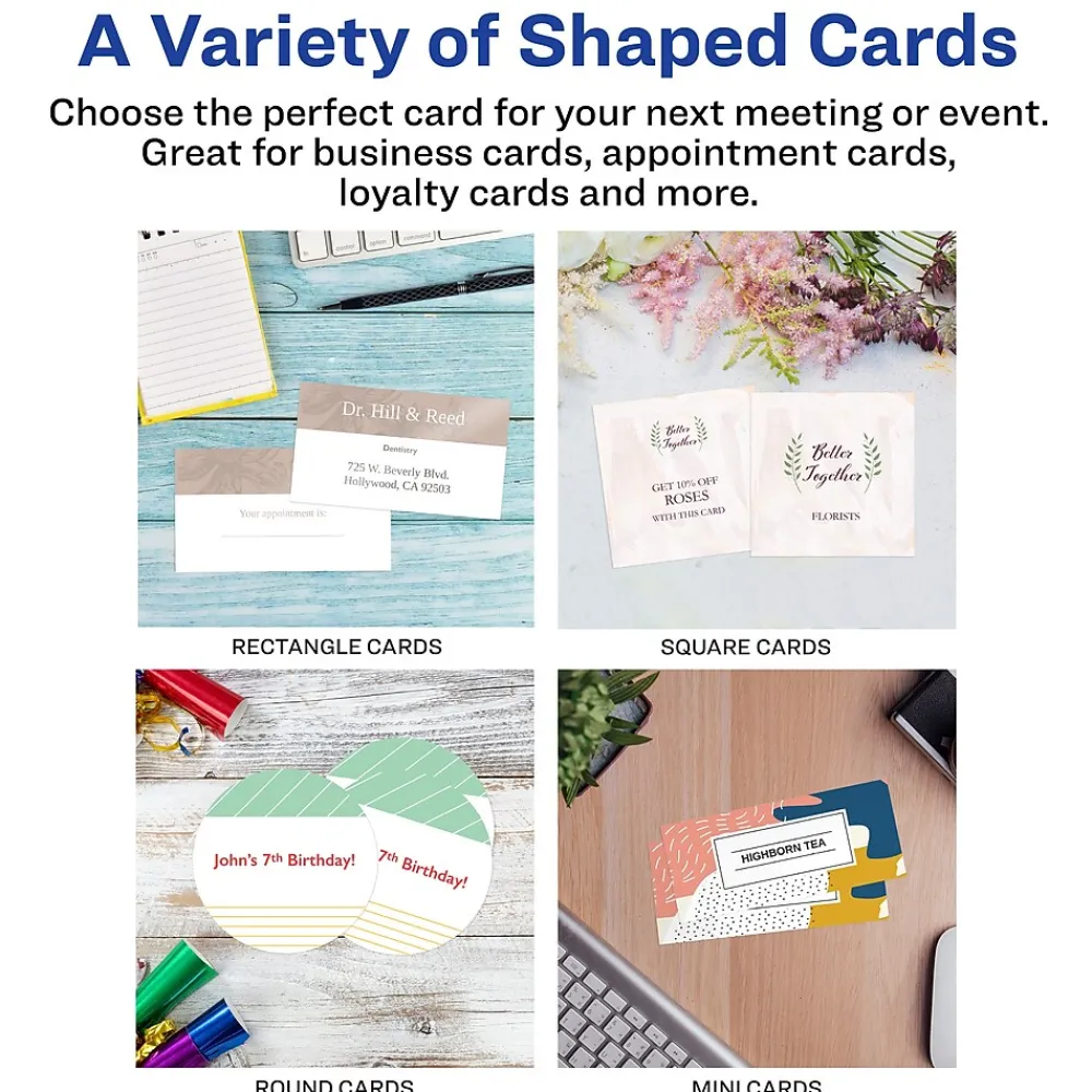 Business Cards*Avery Sure Feed Business Cards, 2" x 3.5", Glossy White, 8 Cards/Sheet, 20 Sheets/Pack, 160 Cards/Pack (8801)