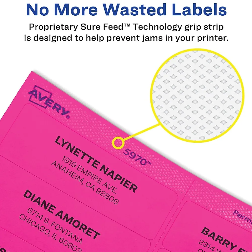 Hot Avery Sure Feed Laser Address Labels, 1" x 2 5/8", , 750 Labels/Pack (5980) Pastel Blue
