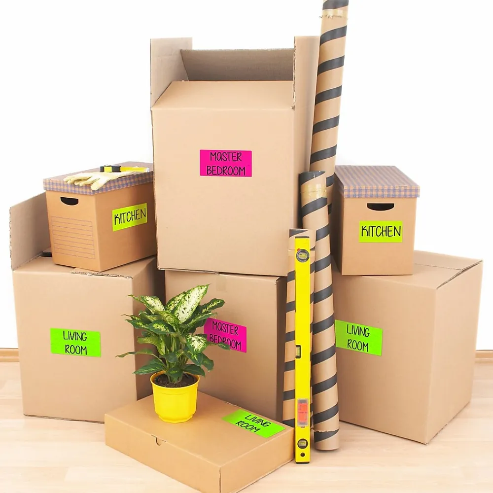 New Avery Sure Feed Laser Shipping Labels, 2"x 4", Neon Assorted, 1,000 Labels/Box (5964)