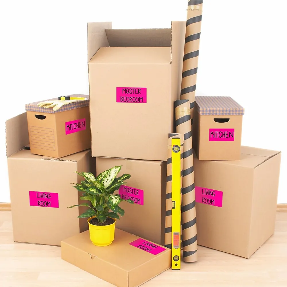 Online Avery Sure Feed Laser Shipping Labels, 2"x 4", Neon Magenta, 1,000 Labels/Box (5974)