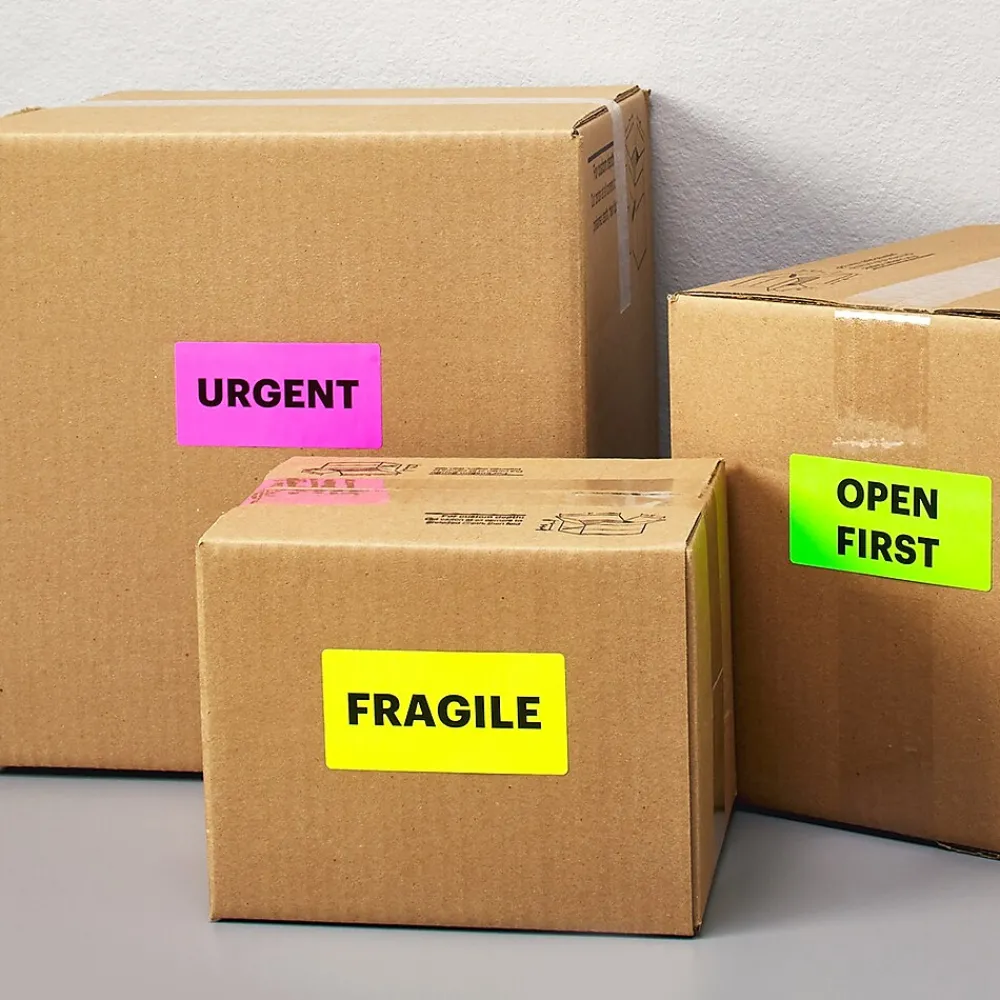 New Avery Sure Feed Laser Shipping Labels, 2" x 4", Assorted Neon: Green, Pink, Yellow, 150 Labels/Pack (5978)