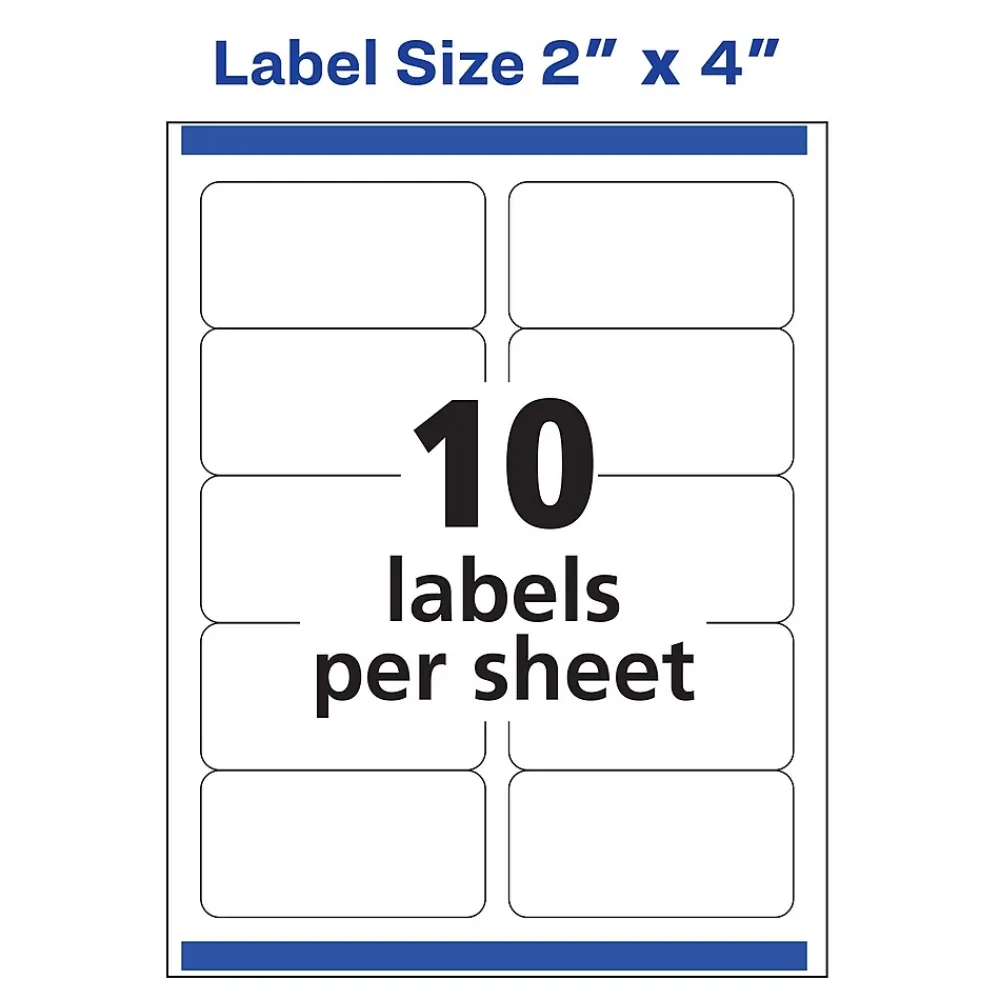 Sale Avery Sure Feed Laser/Inkjet Shipping Labels, 2" x 4", Matte White, 2,500 Labels/Box (95945)
