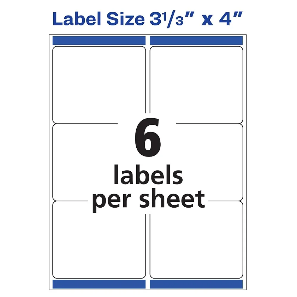 Online Avery Sure Feed Laser/Inkjet Shipping Labels, 3-1/3" x 4", White, 1,500 Labels/Box (95940)