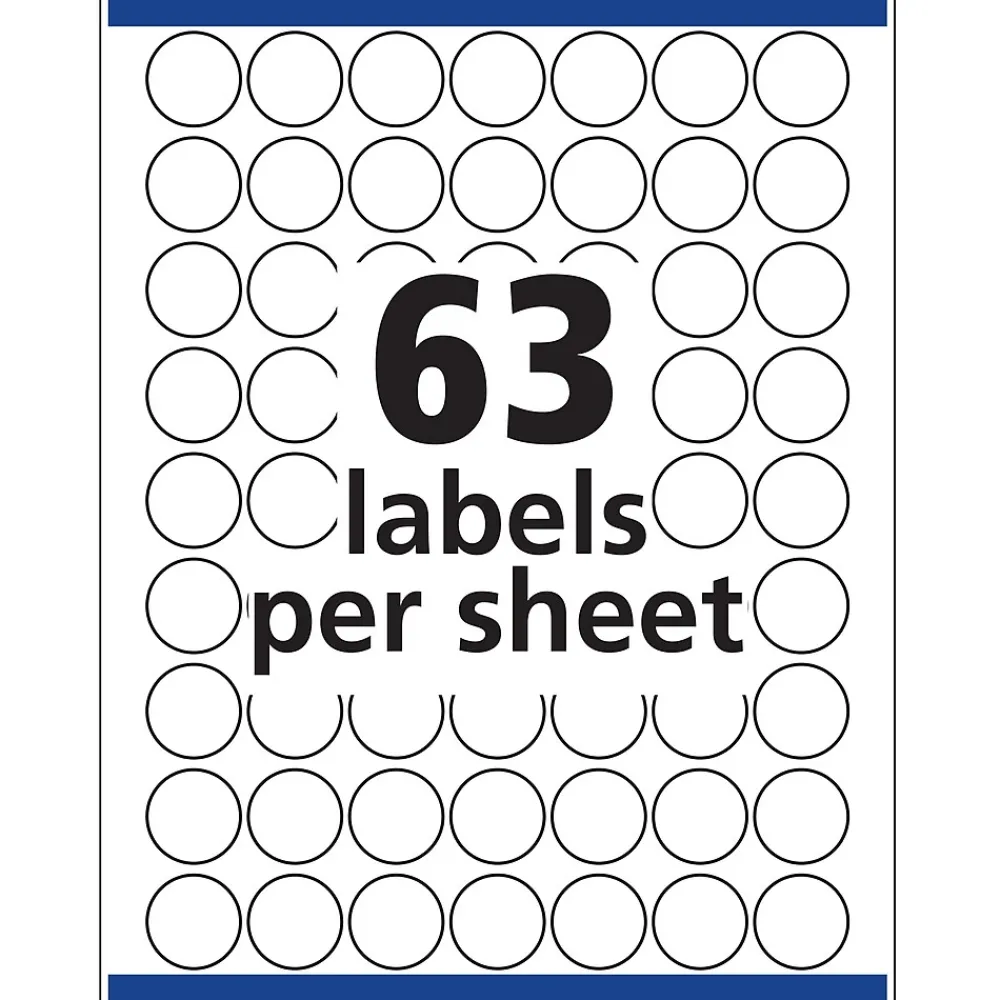 Labels|Avery Sure Feed Laser/Inkjet Multipurpose Labels, 1" Dia, White, 945 Labels/Pack (6450)