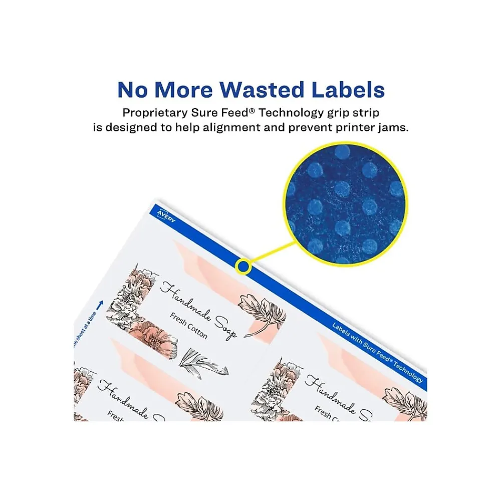 Labels|Avery Sure Feed Laser/Inkjet Rectangle Labels, 2" x 3", Glossy White, 80 Labels/Pack (22890)