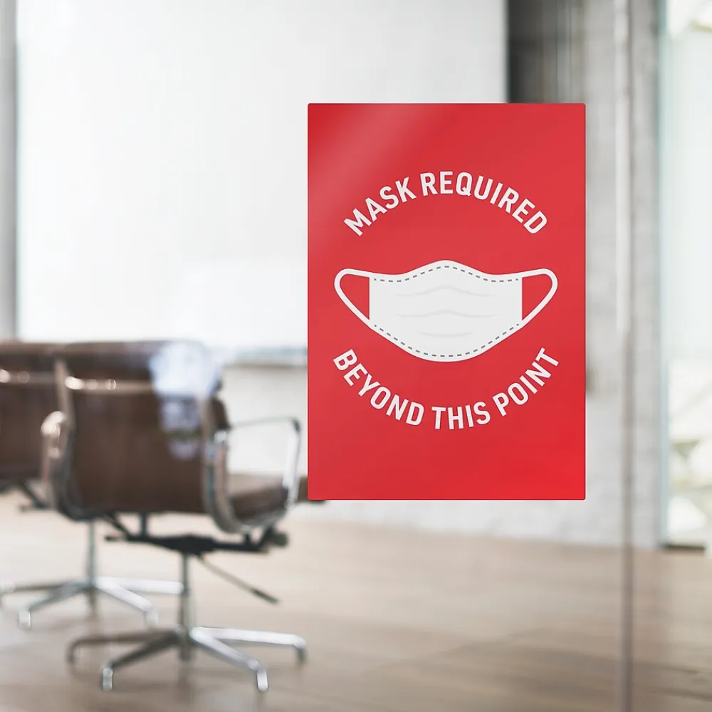 Avery Surface Safe "Mask Required Beyond This Point" Preprinted Wall Decals, 7" x 10", Red/White, 5 Pack (83177)