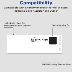Outlet Avery Thermal Address Labels, 1-1/8" x 3-1/2", White, 260 Labels/Box (4150)