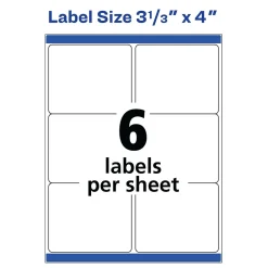 Clearance Avery TrueBlock Inkjet Shipping Labels, 3-1/3