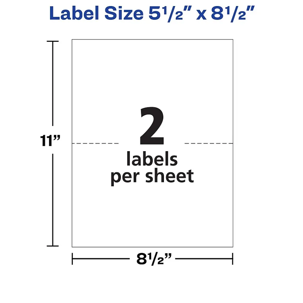 Outlet Avery TrueBlock Inkjet Shipping Labels, 5-1/2" x 8-1/2", White, 50 Labels/Pack (8126)