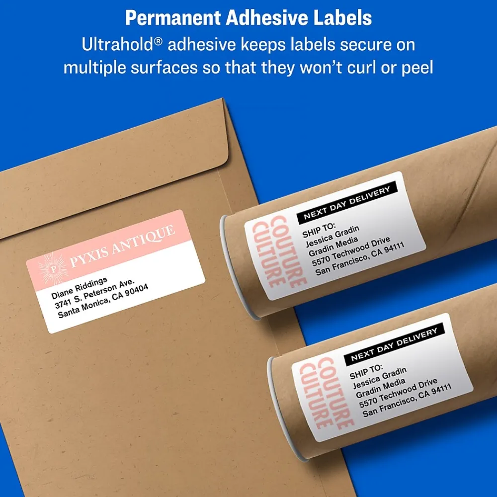 Labels|Avery TrueBlock Inkjet Shipping Labels, 2" x 4", White, 500 Labels/Box (8363)