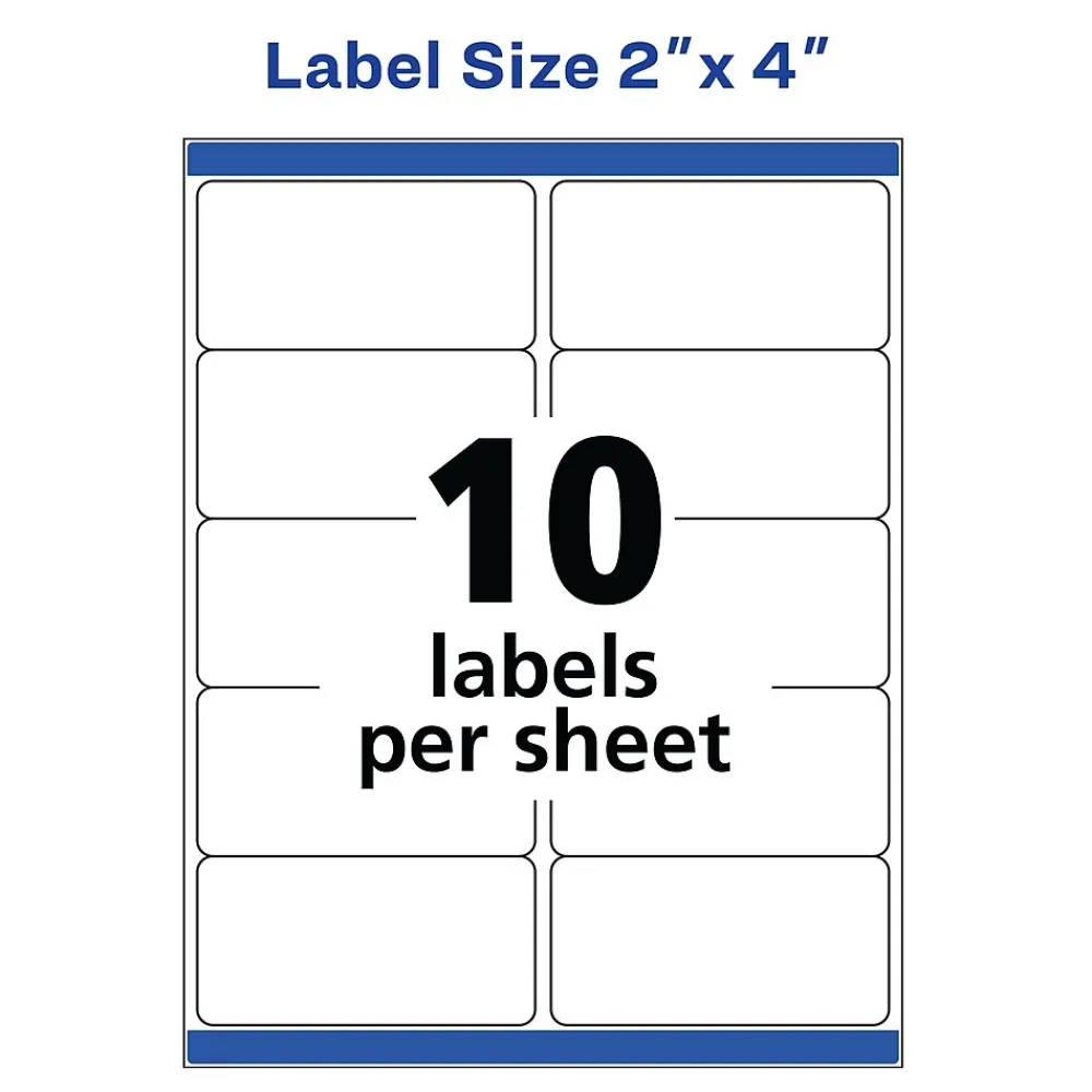 Hot Avery TrueBlock Inkjet Shipping Labels, 2" x 4", White, 1,000 Labels/Box (8463)