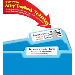 Labels|Avery TrueBlock Laser/Inkjet Extra Large File Folder Labels, 15/16