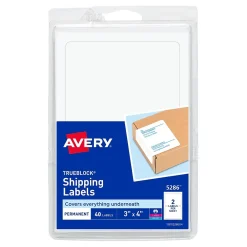 Outlet Avery TrueBlock Laser/Inkjet Shipping Labels, 3" x 4", White, 40 Labels/Pack (5286)