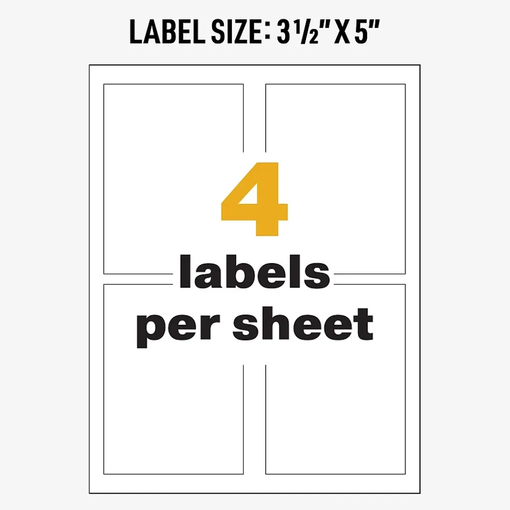 Clearance Avery UltraDuty Waterproof Laser GHS Chemical Labels, 3 1/2" x 5", White, 200 Labels/Box (60503 )