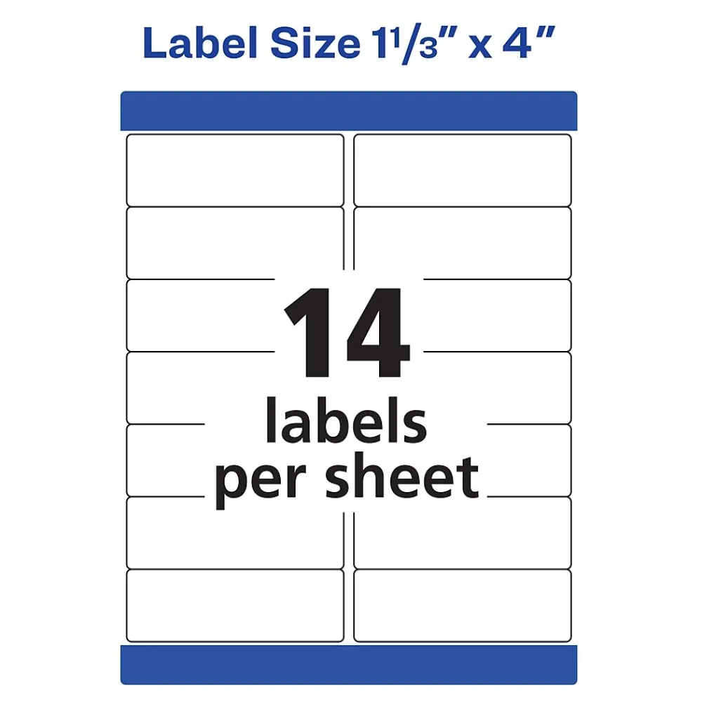 Online Avery Waterproof Laser Address Labels, 1-1/3" x 4", Matte White, 700 Labels/Box (5522)
