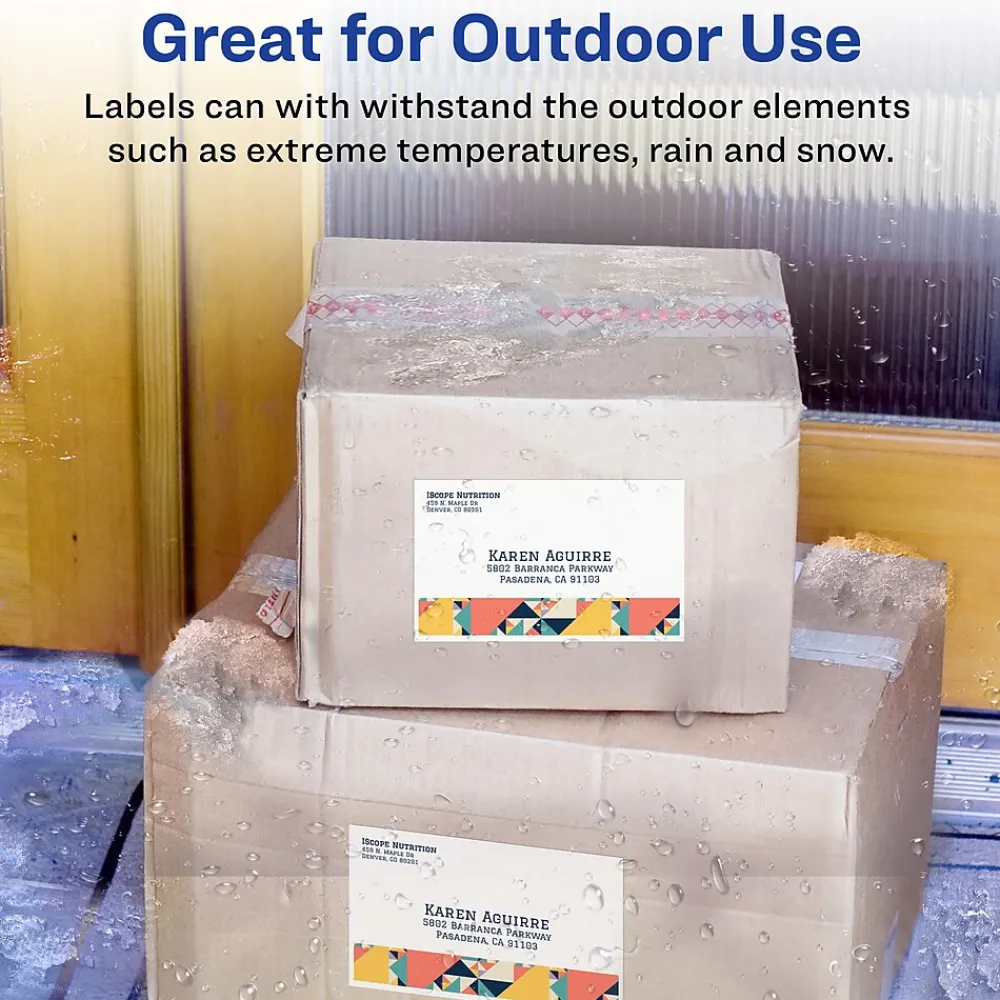 Discount Avery Waterproof Laser Shipping Labels, 5-1/2" x 8-1/2", Matte White, 100 Labels/Box (5526)