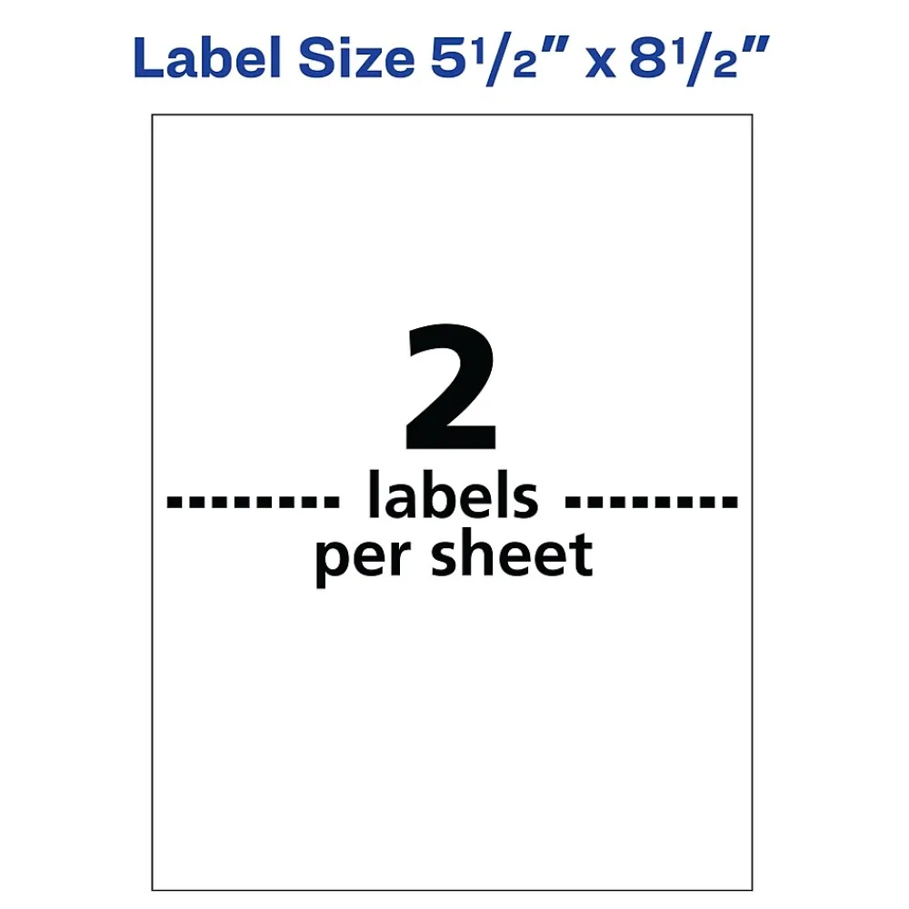 Discount Avery Waterproof Laser Shipping Labels, 5-1/2" x 8-1/2", Matte White, 100 Labels/Box (5526)