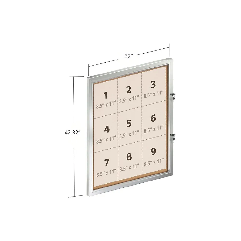 Bulletin*Azar Cork Enclosed Bulletin Board, Aluminum Frame, 42.32" x 32.09" (300231)