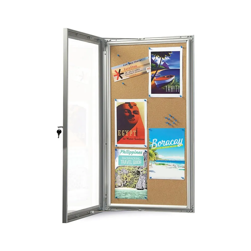 Bulletin*Azar Cork Enclosed Bulletin Board, 42.32" x 23.03" (300232)