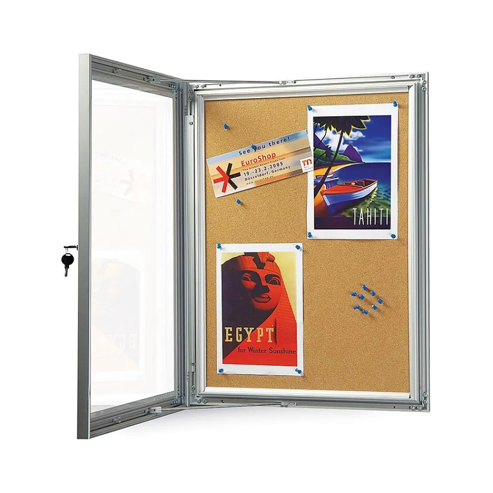 Bulletin*Azar Cork Enclosed Bulletin Board, Aluminum Frame, 29.72" x 23.03" (300223)