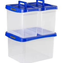File Storage|Bankers Box® Bankers Box Heavy-Duty Plastic Portable File Storage Box, Letter Size, Blue/Clear (0086301)
