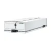 File Storage|Bankers Box® Bankers Box Liberty Corrugated File Storage Boxes, String & Button Closure, Check & Form Size, White/Blue, 12/Carton (00005)