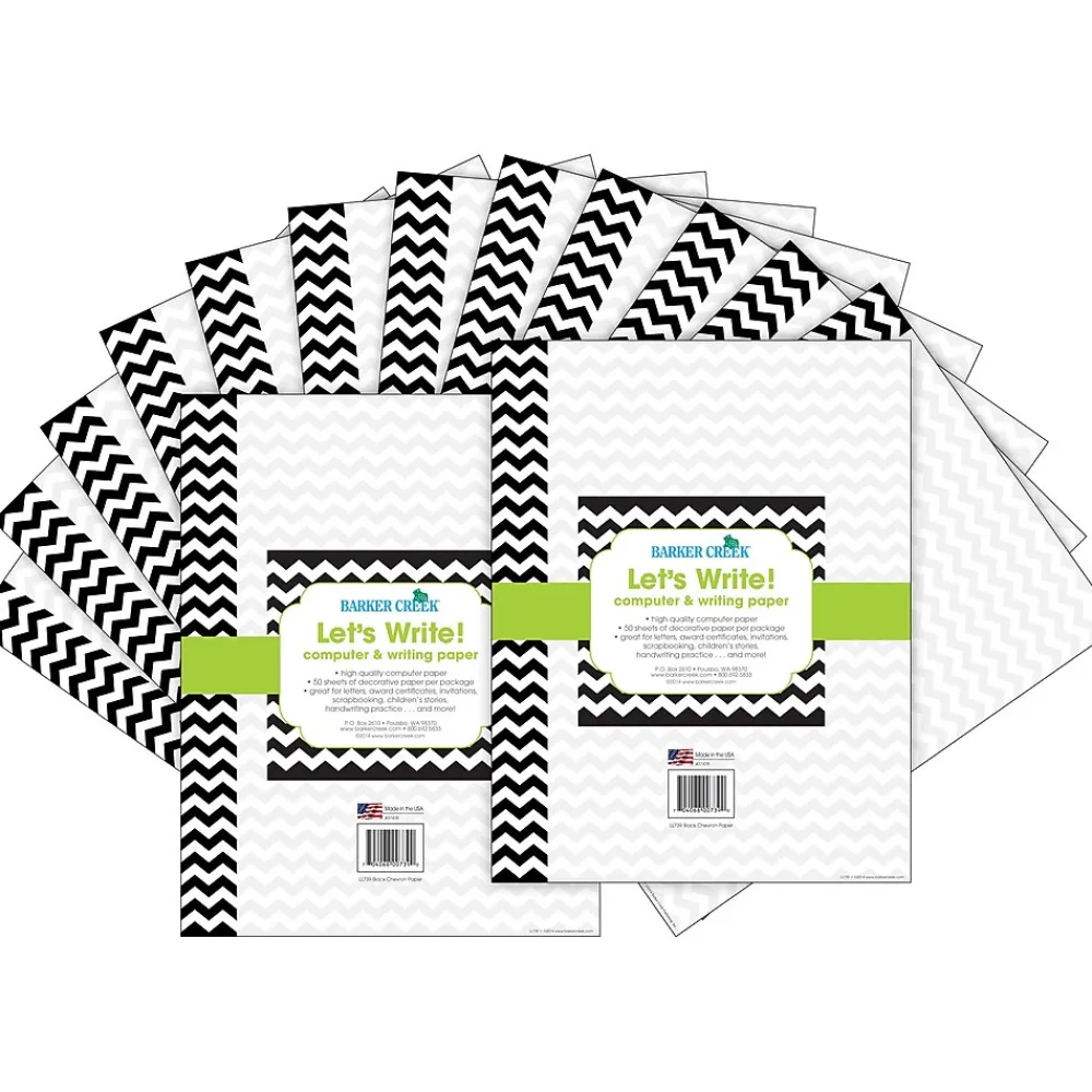 Classroom Paper*Barker Creek Black Chevron Computer Paper, 100 Sheets/Set (BC3622)
