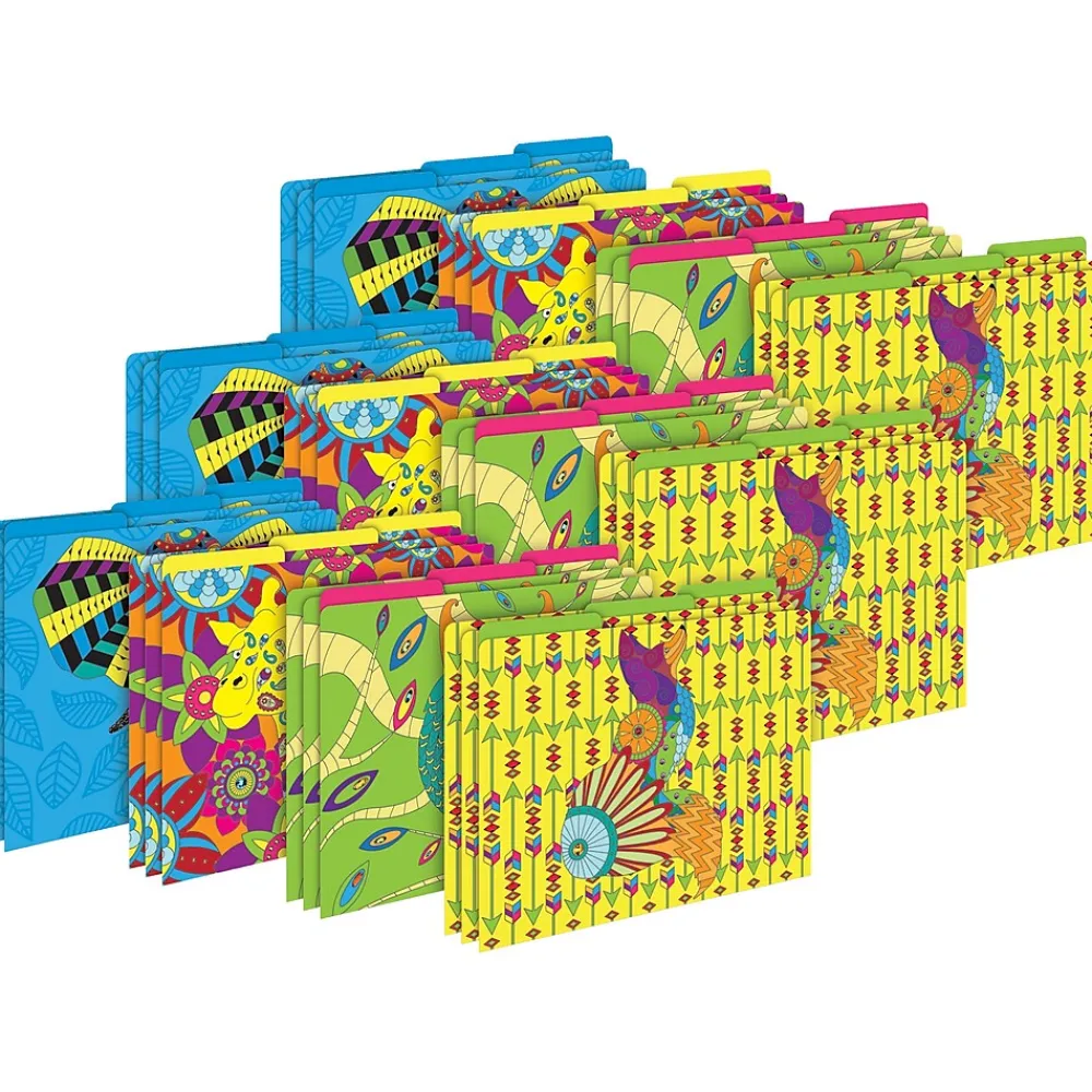 File Folders|Barker Creek Bohemian Animals File Folders, 1/3-Cut Tab, Letter Size, Assorted, 36/Set (4399)