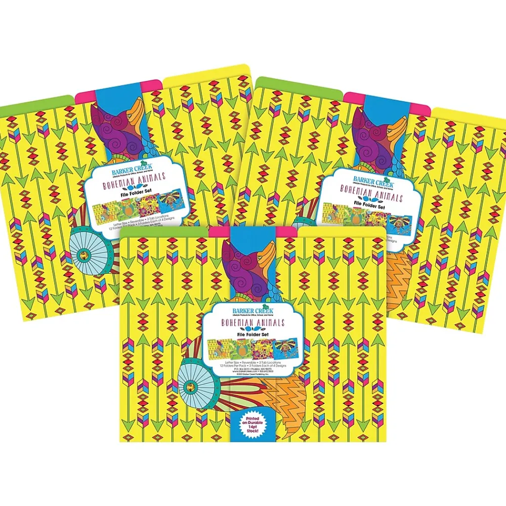 File Folders|Barker Creek Bohemian Animals File Folders, 1/3-Cut Tab, Letter Size, Assorted, 36/Set (4399)