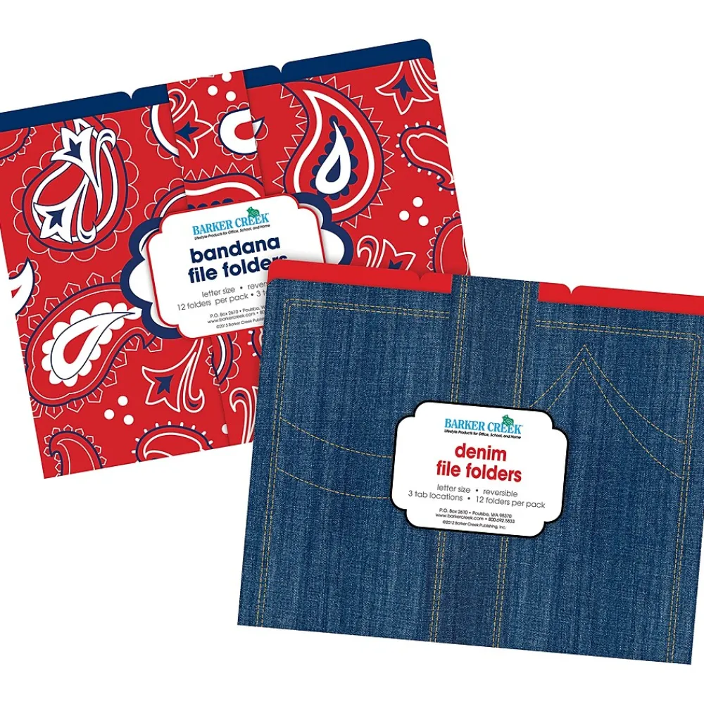 File Folders|Barker Creek File Folder Set, 1/3-Cut Tab, Letter Size, Western, 24/Set (4136)