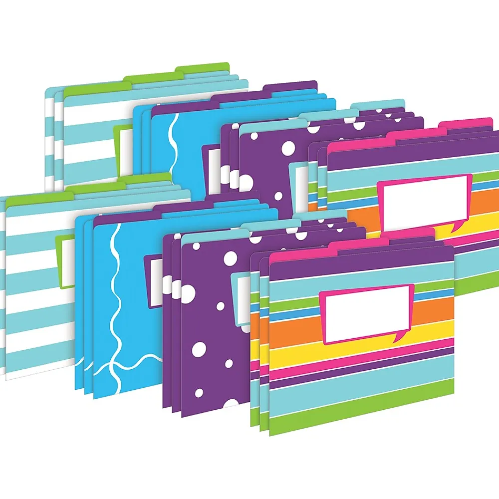 File Folders|Barker Creek File Folder Set, 1/3-Cut Tab, Letter Size, Multicolored, 24/Set (4376)