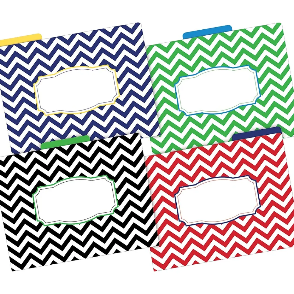 File Folders|Barker Creek File Folder Set, 1/3-Cut Tab, Letter Size, Chevron, 24/Set (4135)