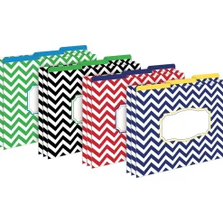 File Folders|Barker Creek Folder & Pocket Set, 1/3-Cut Tab, Letter Size, Chevron Nautical, 42/Set (4416)