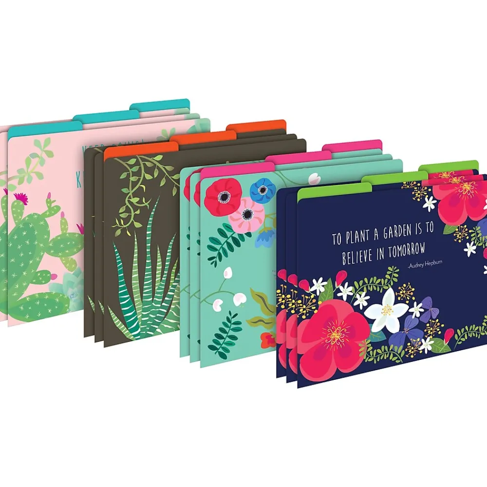 File Folders|Barker Creek Folder & Pocket Set, 1/3-Cut Tab, Letter Size, Petals & Prickles, 42/Set (4418)